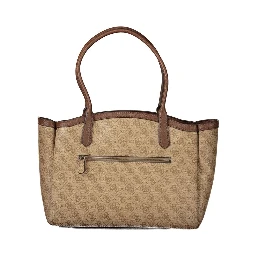 Beige Polyurethane Womens Bag