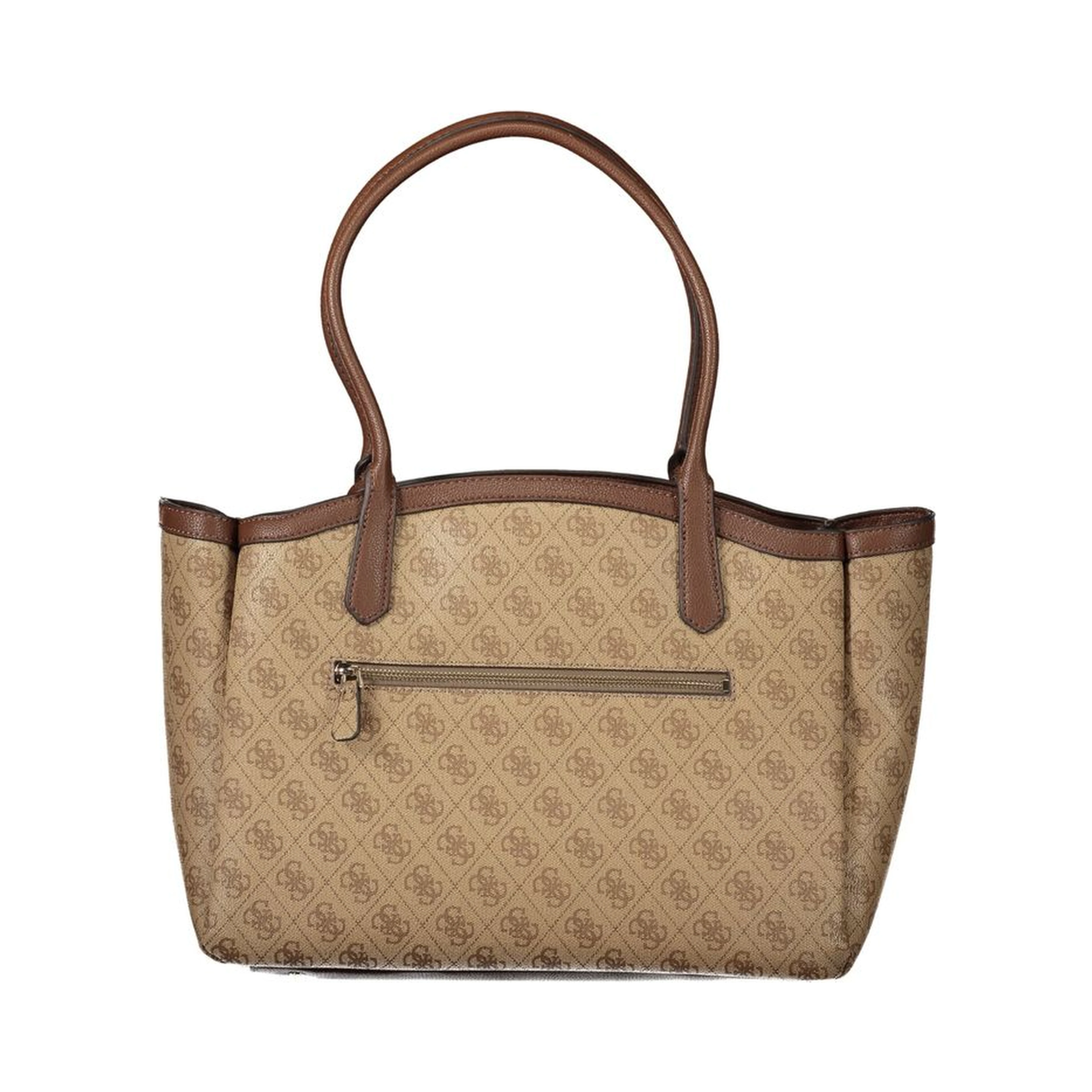 Beige Polyurethane Womens Bag