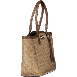 Beige Polyurethane Womens Bag