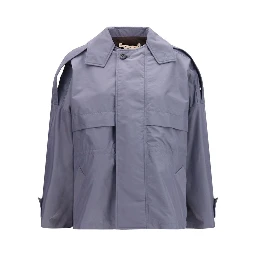 Gray Polyamide Full-Length Jacket