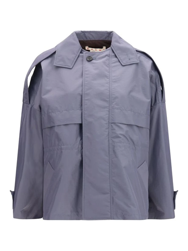 Gray Polyamide Full-Length Jacket
