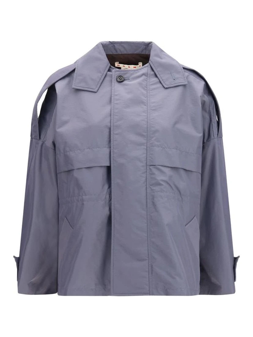 Gray Polyamide Full-Length Jacket