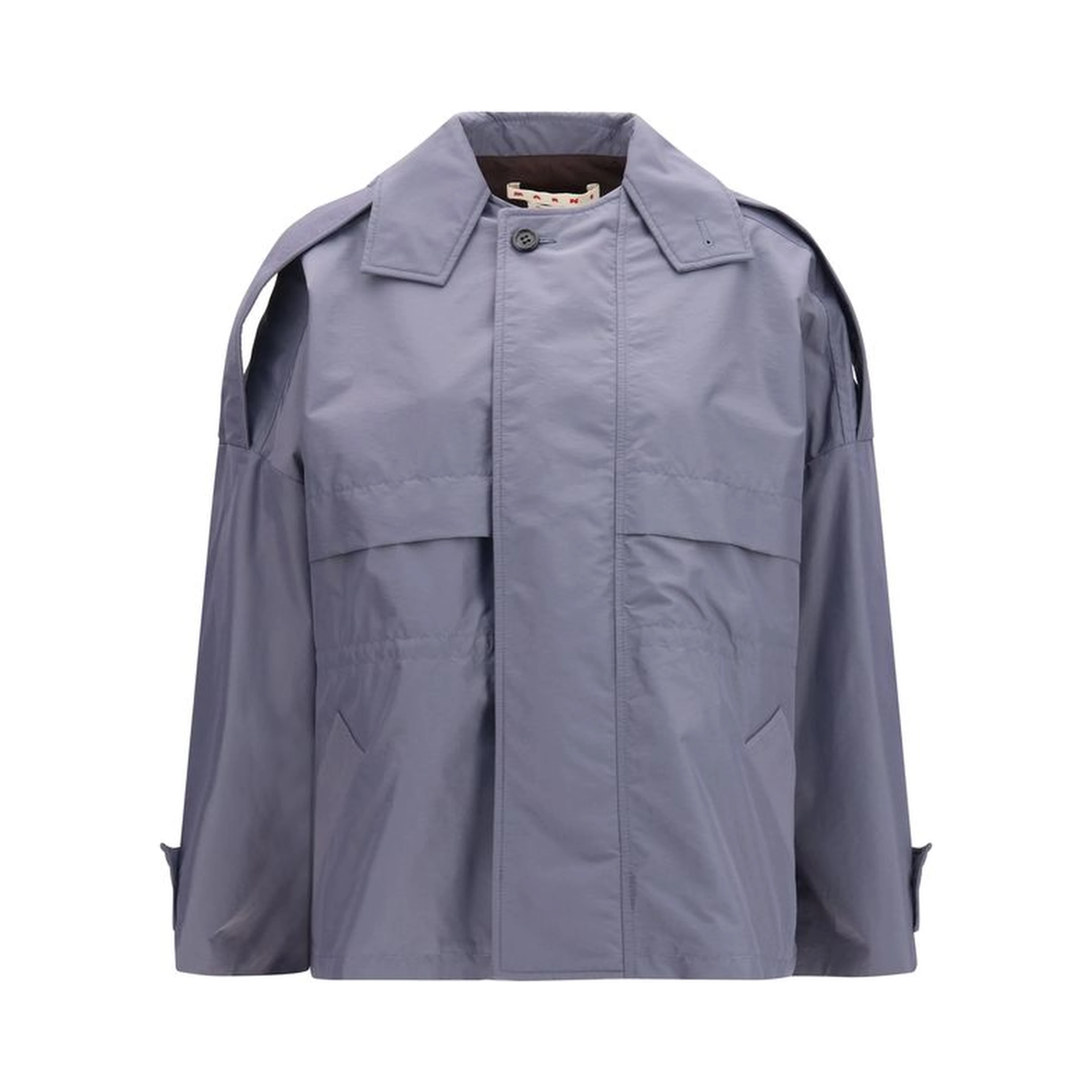 Gray Polyamide Full-Length Jacket