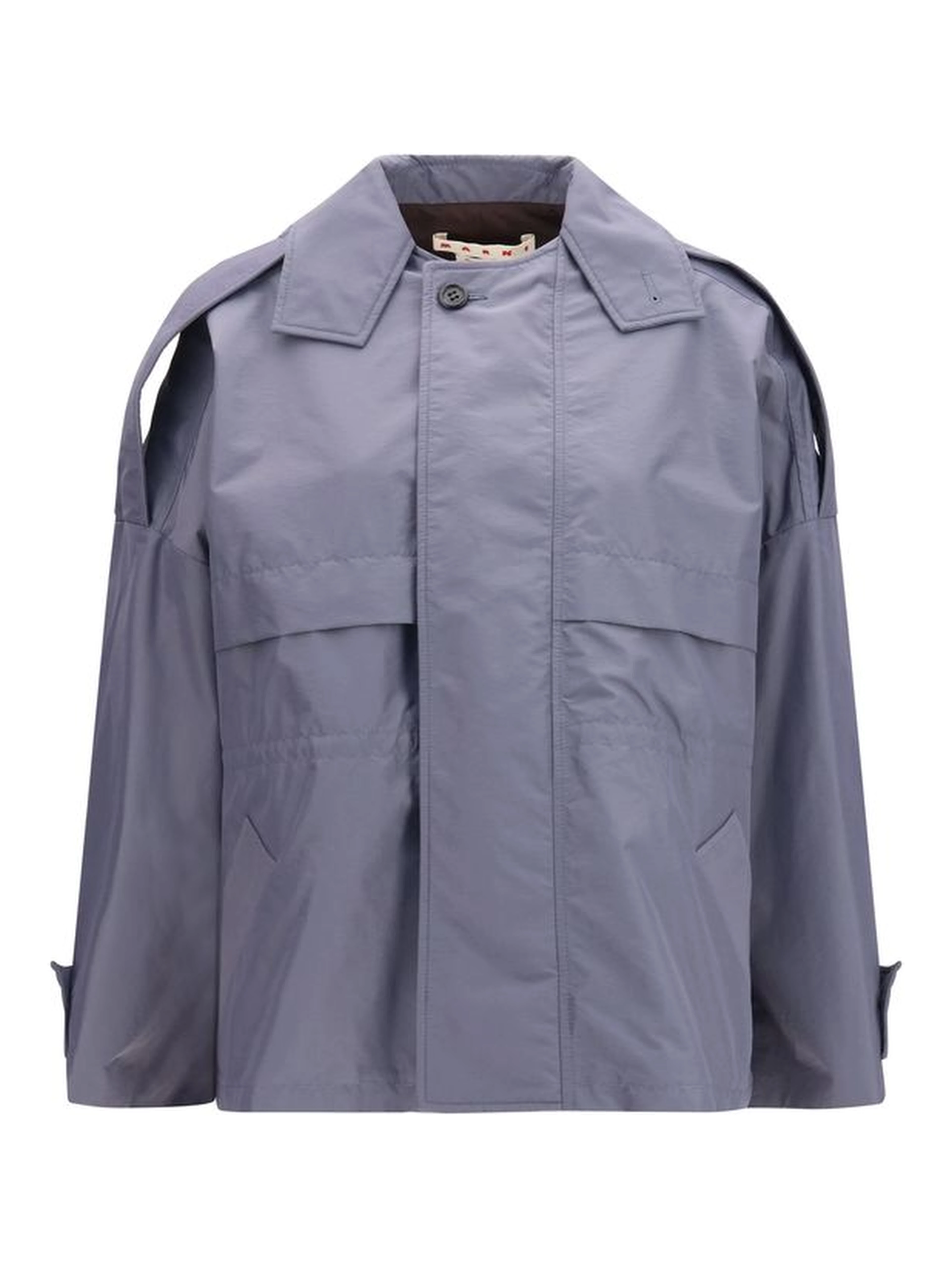 Gray Polyamide Full-Length Jacket