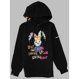 BLACK KIDS HOODIE WITH HARLEQUIN PRINT