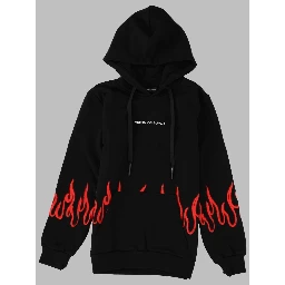 BLACK HOODIE KIDS WITH RED SPRAY FLAMES