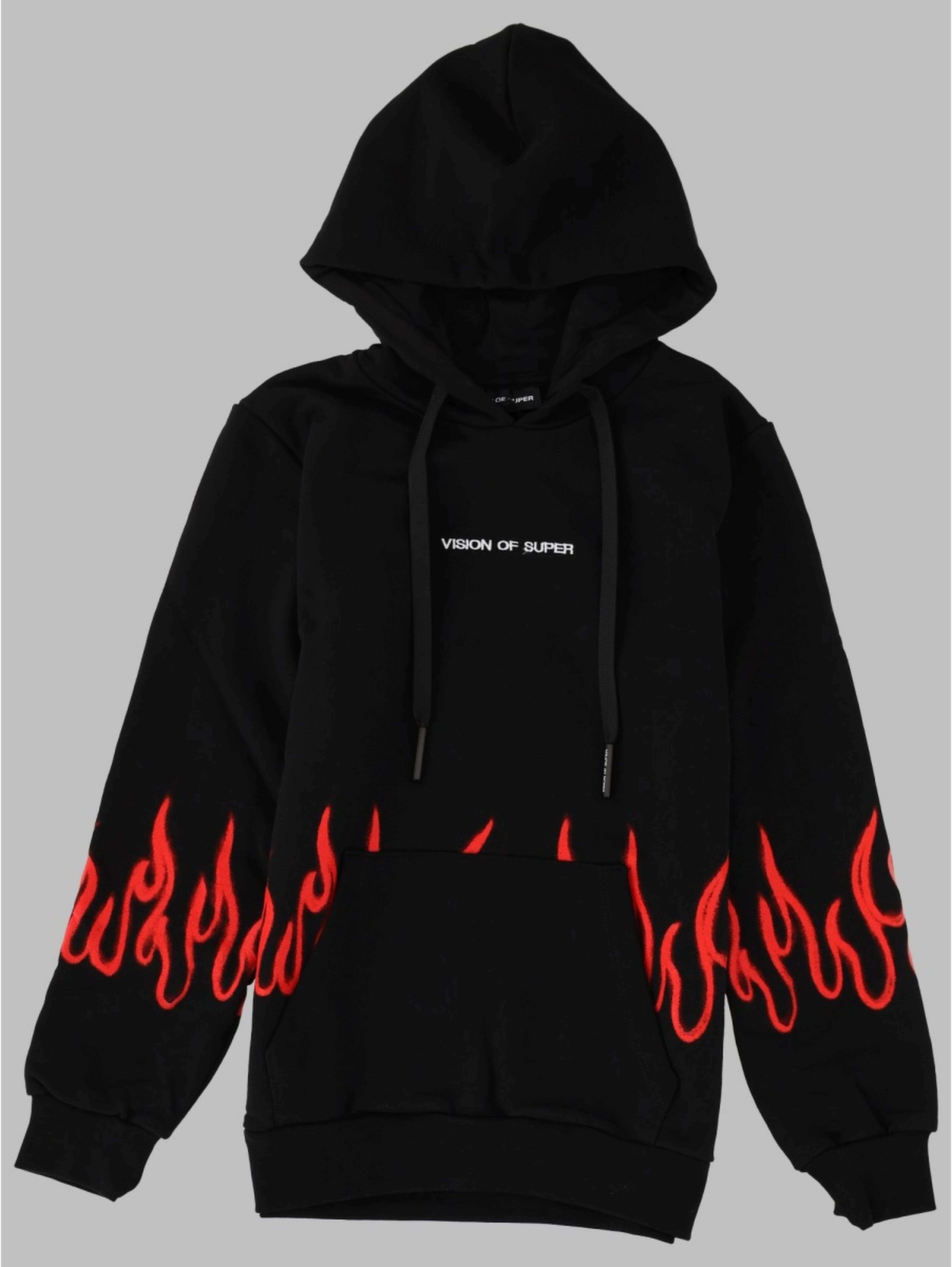 BLACK HOODIE KIDS WITH RED SPRAY FLAMES