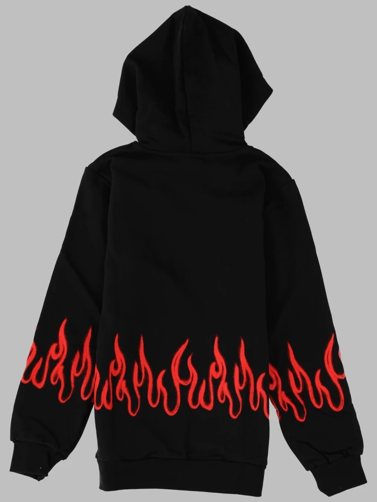 BLACK HOODIE KIDS WITH RED SPRAY FLAMES alternative