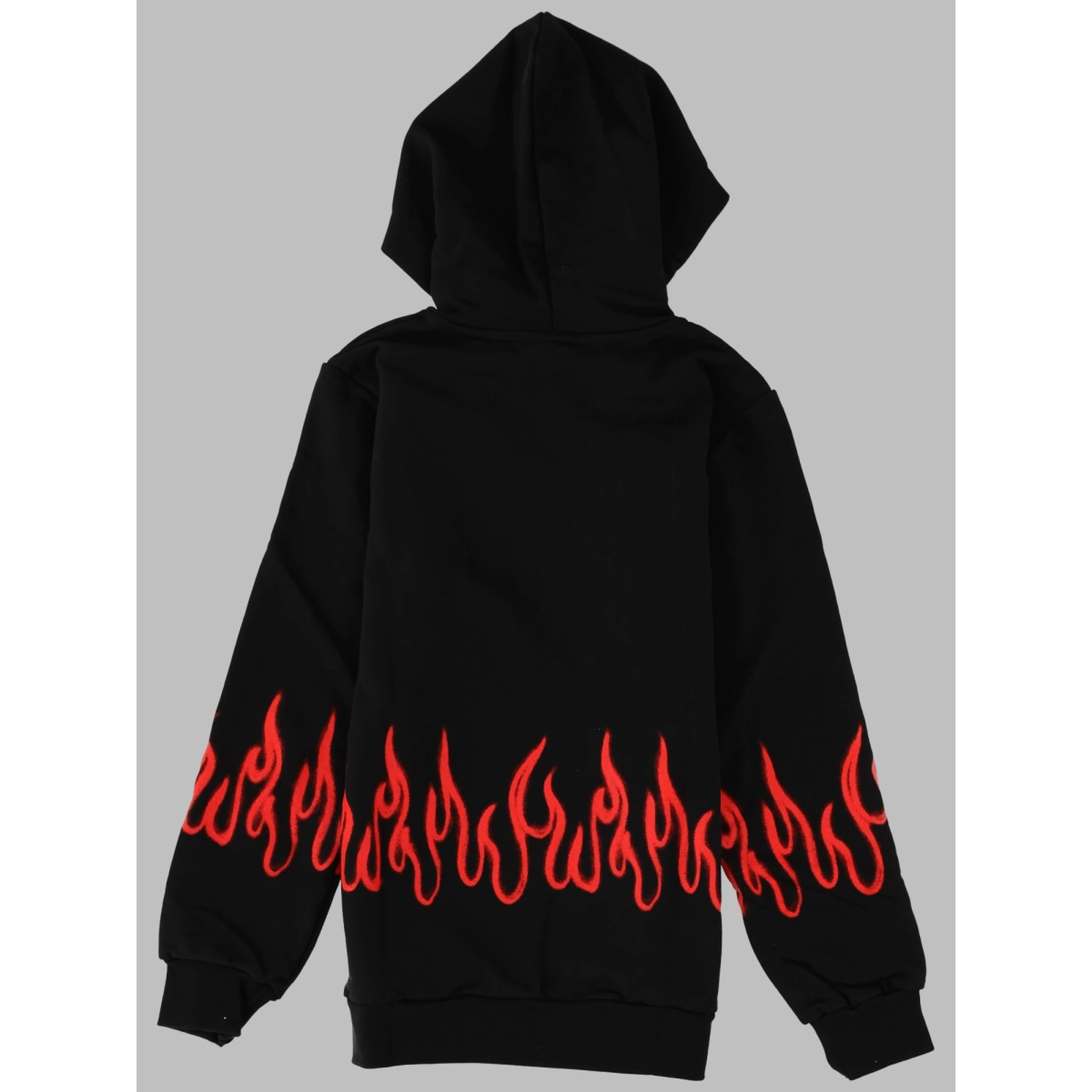 BLACK HOODIE KIDS WITH RED SPRAY FLAMES