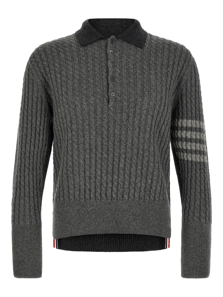Gray Virgin Wool Polo Shirt