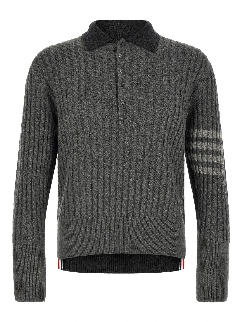 Gray Virgin Wool Polo Shirt