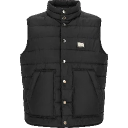 Black Polyester Sleeveless Jacket