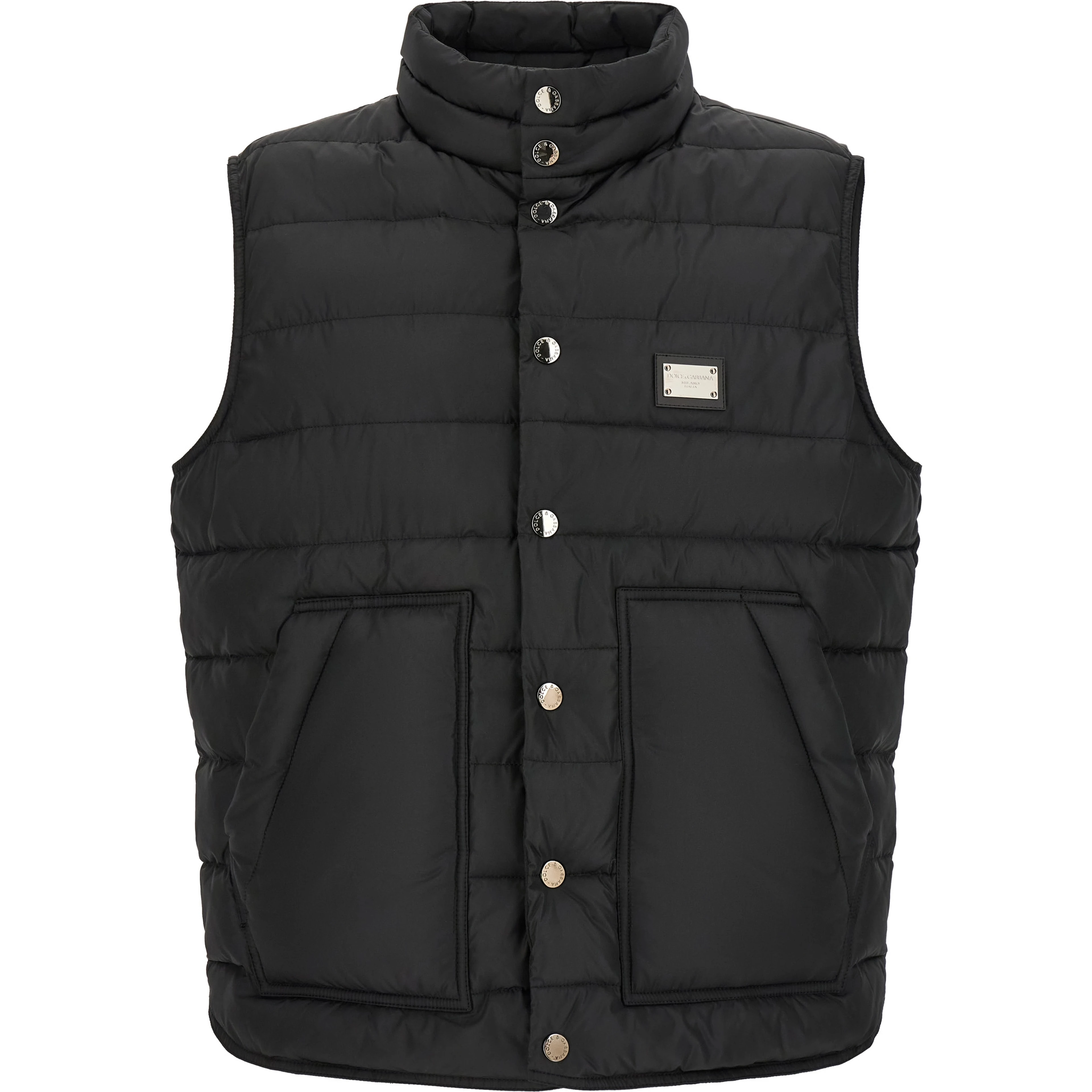Black Polyester Sleeveless Jacket