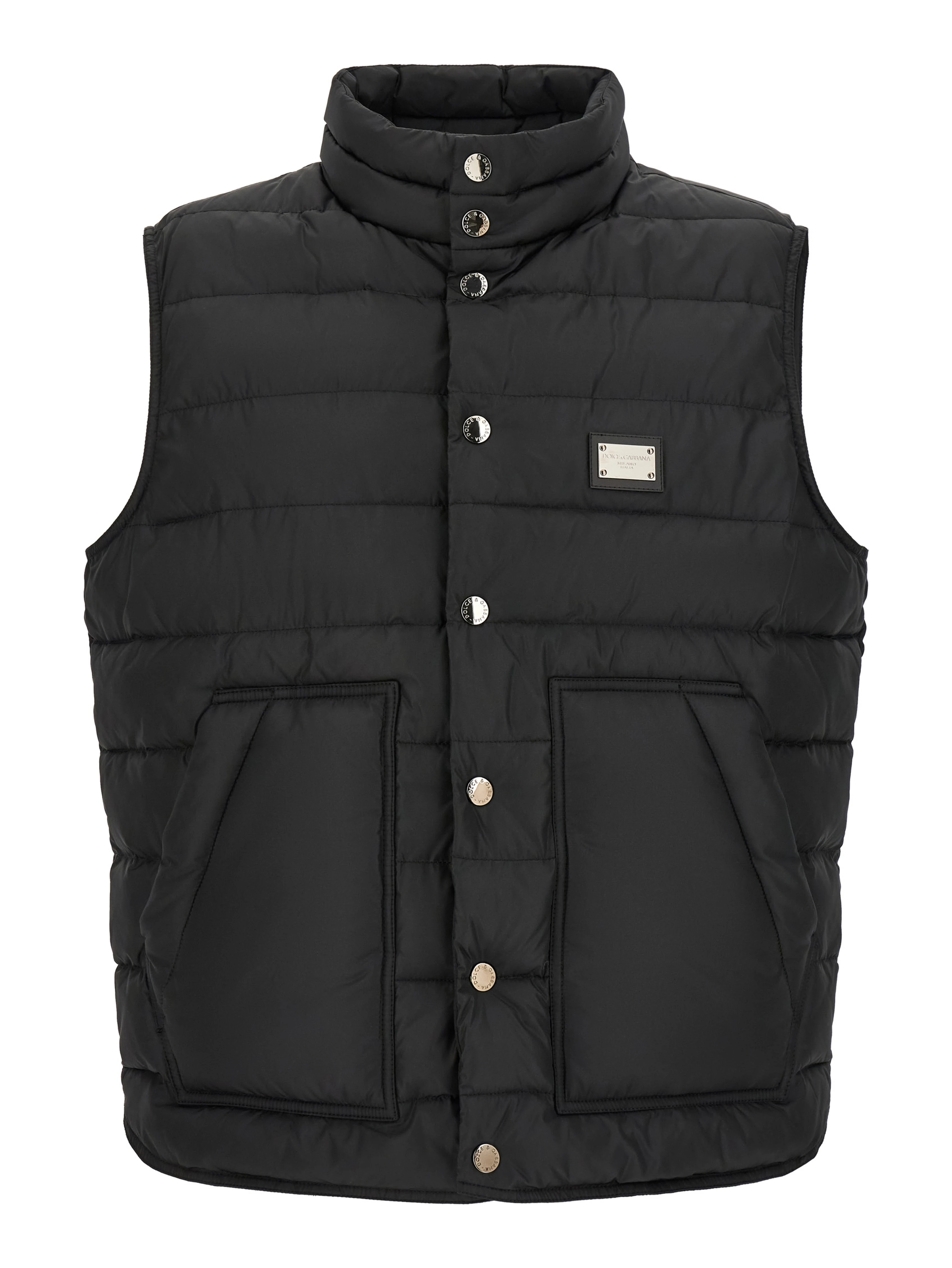 Black Polyester Sleeveless Jacket