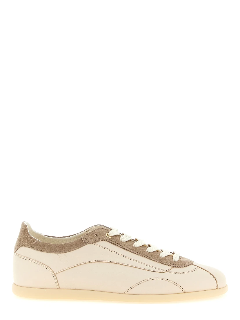 Beige Calfskin Low Top Sneakers