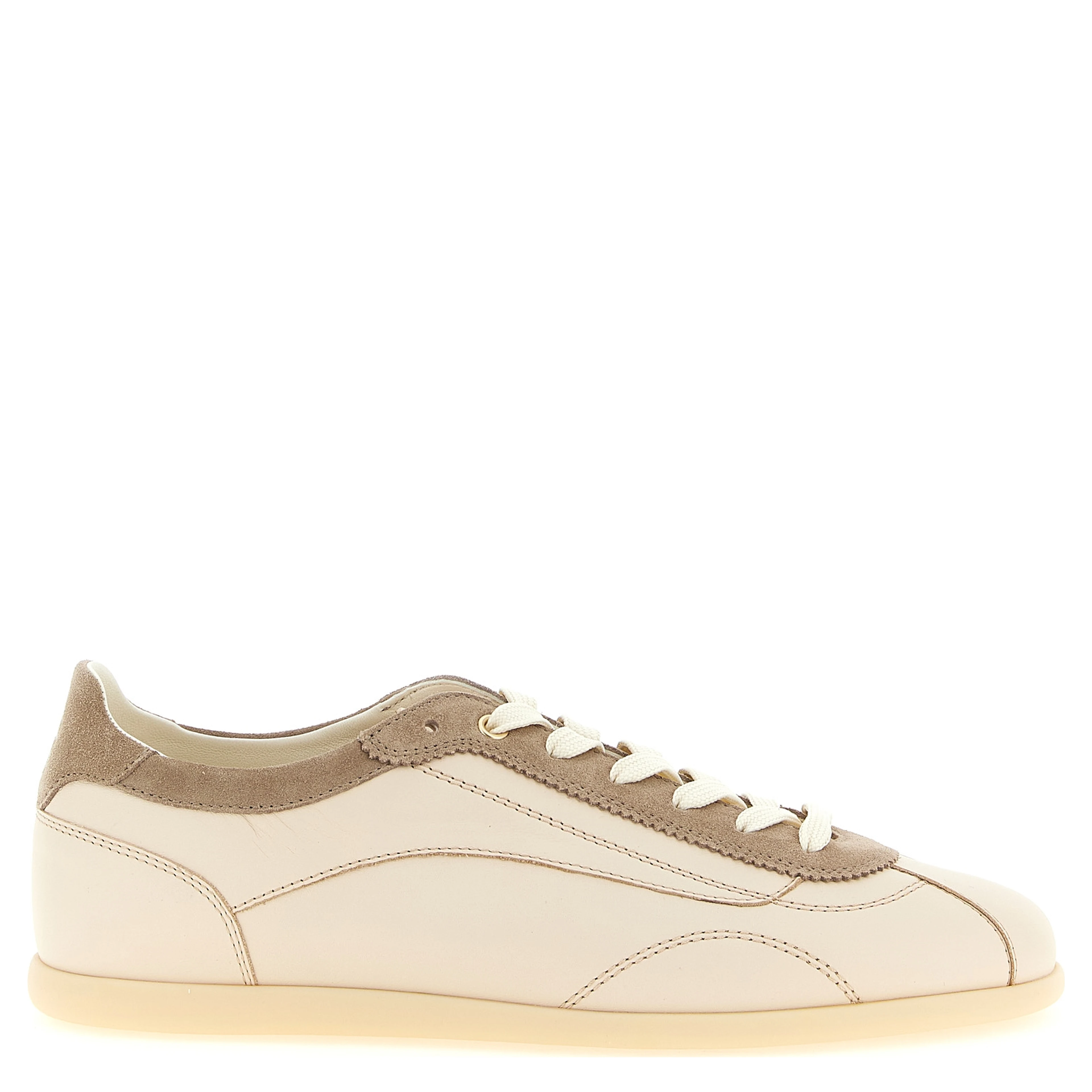 Beige Calfskin Low Top Sneakers