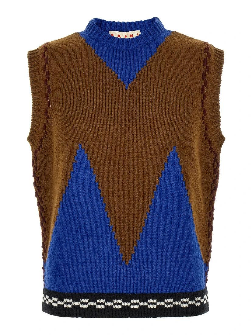 Multicolor Wool Sleeveles Sweater