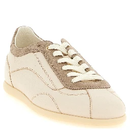 Beige Calfskin Low Top Sneakers