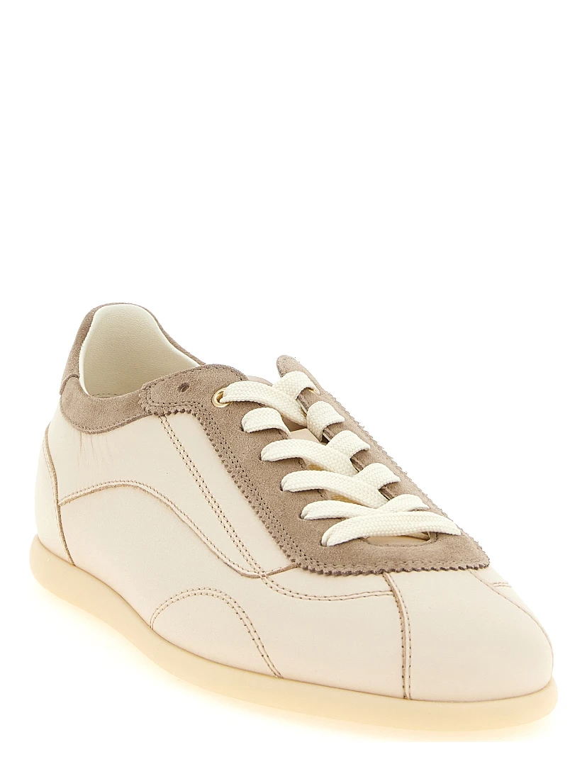 Beige Calfskin Low Top Sneakers