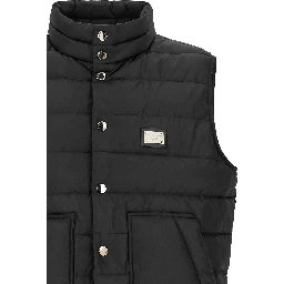 Black Polyester Sleeveless Jacket