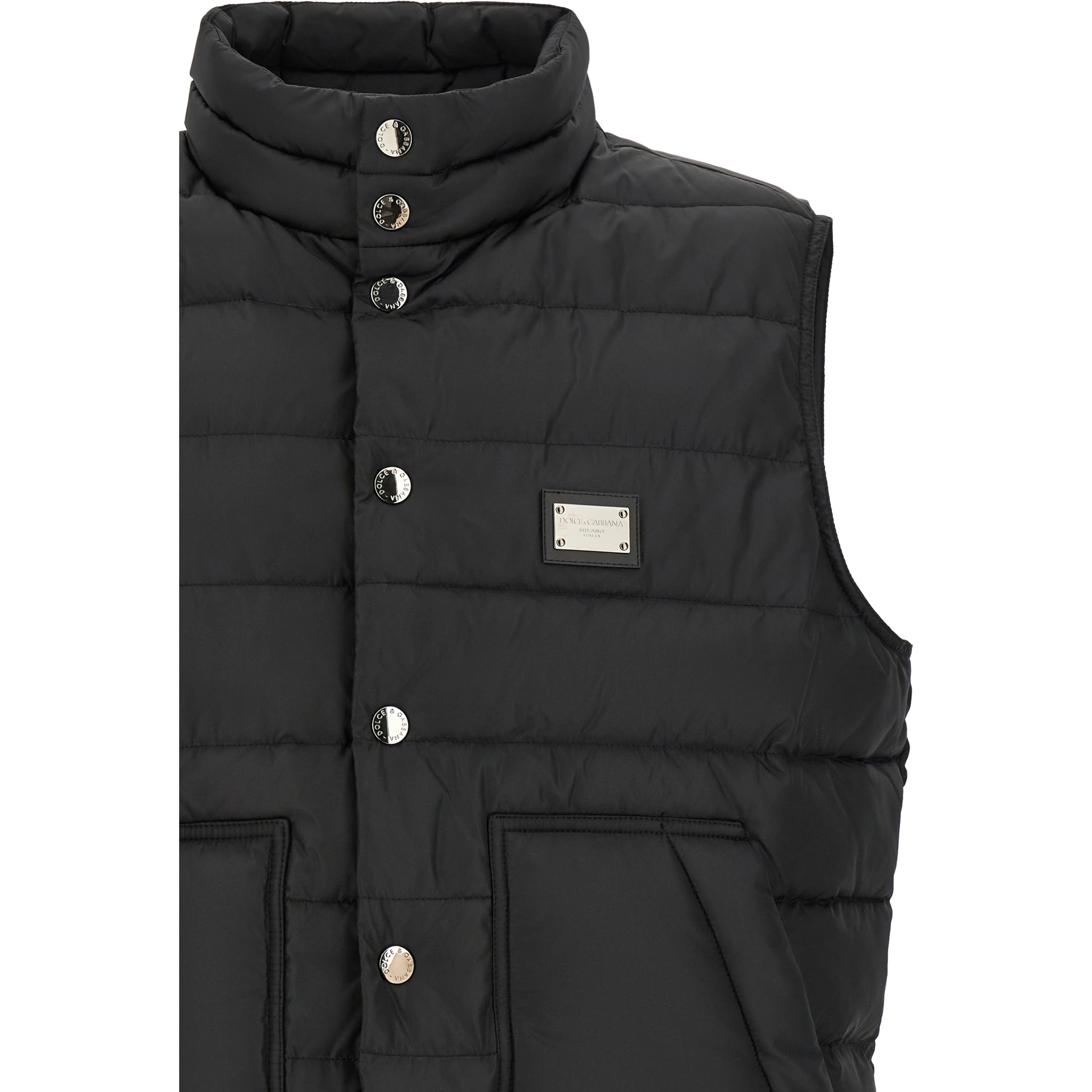 Black Polyester Sleeveless Jacket