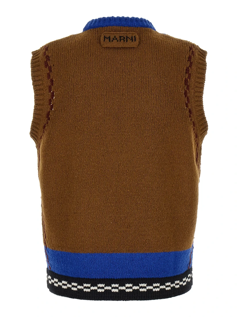 Multicolor Wool Sleeveles Sweater