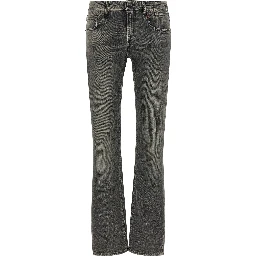 Black Cotton Bootcut Jeans