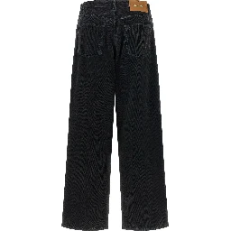 Black Cotton Flared Jeans
