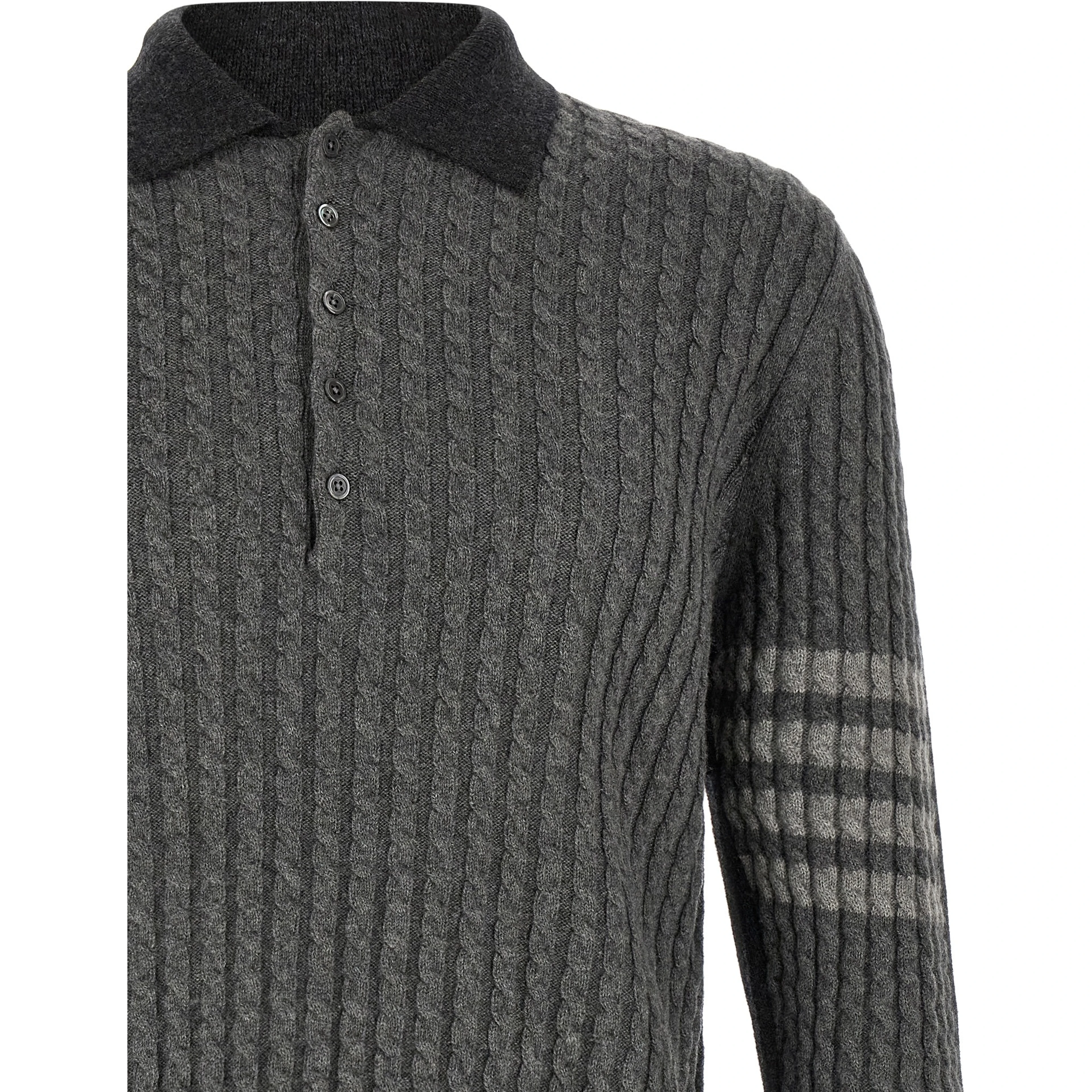 Gray Virgin Wool Polo Shirt