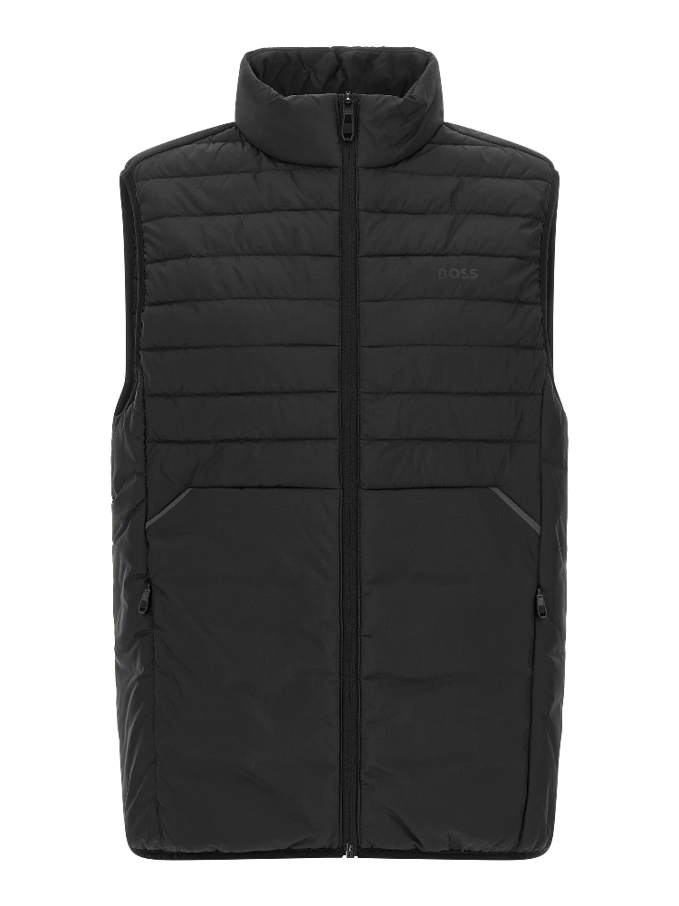 Black Polyester Sleeveless Jacket