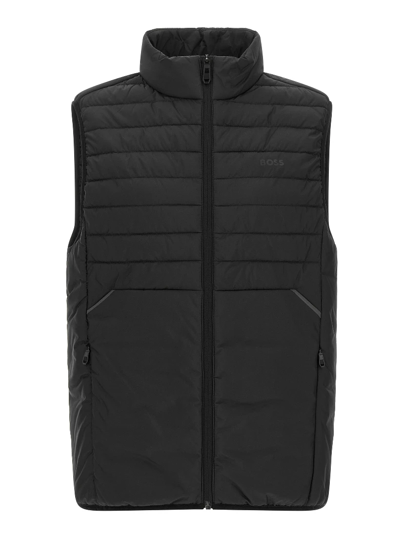 Black Polyester Sleeveless Jacket