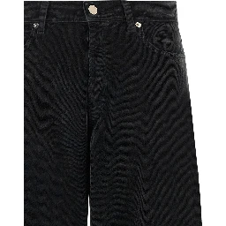 Black Cotton Flared Jeans