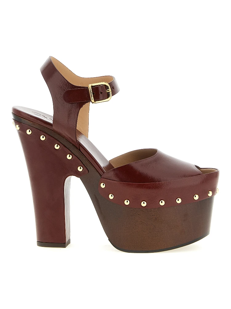 Bordeaux Lamb Leather Stiletto Heel Sandals
