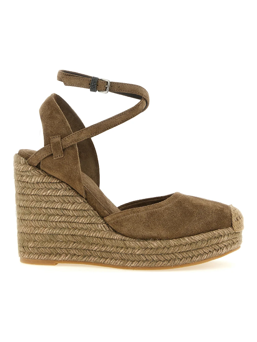 Brown Calfskin Wedge Sandals