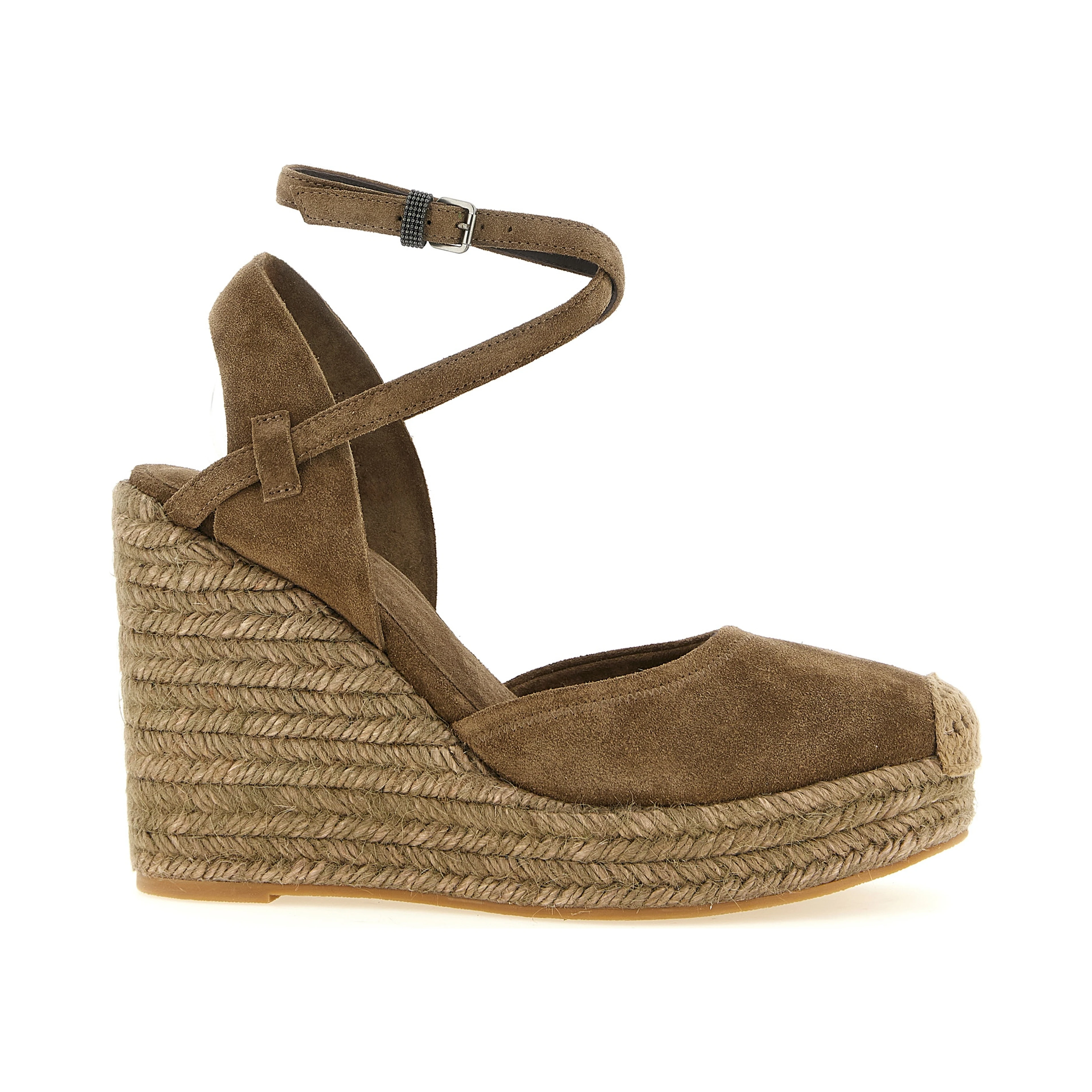 Brown Calfskin Wedge Sandals