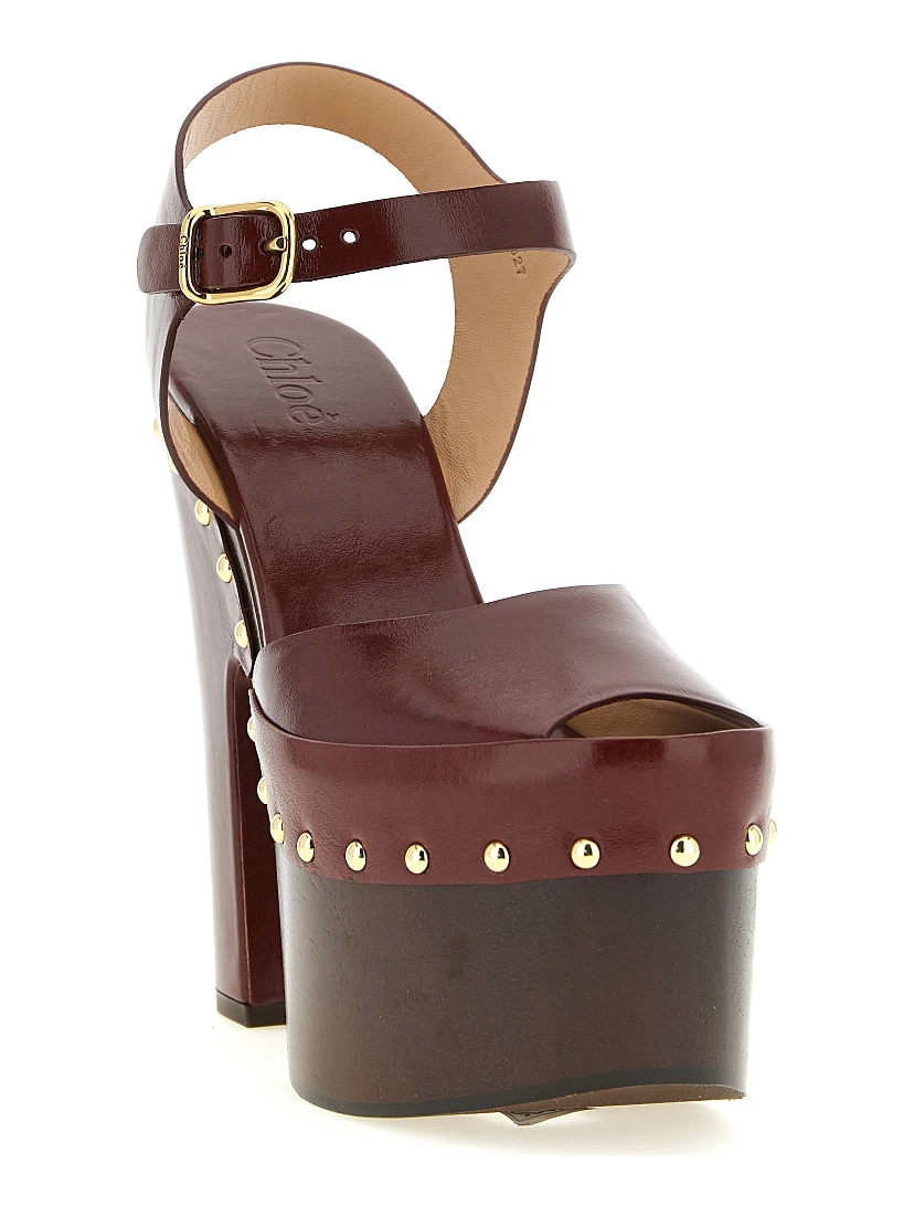 Bordeaux Lamb Leather Stiletto Heel Sandals