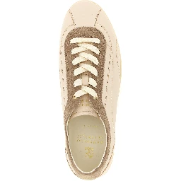 Beige Calfskin Low Top Sneakers