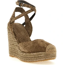 Brown Calfskin Wedge Sandals