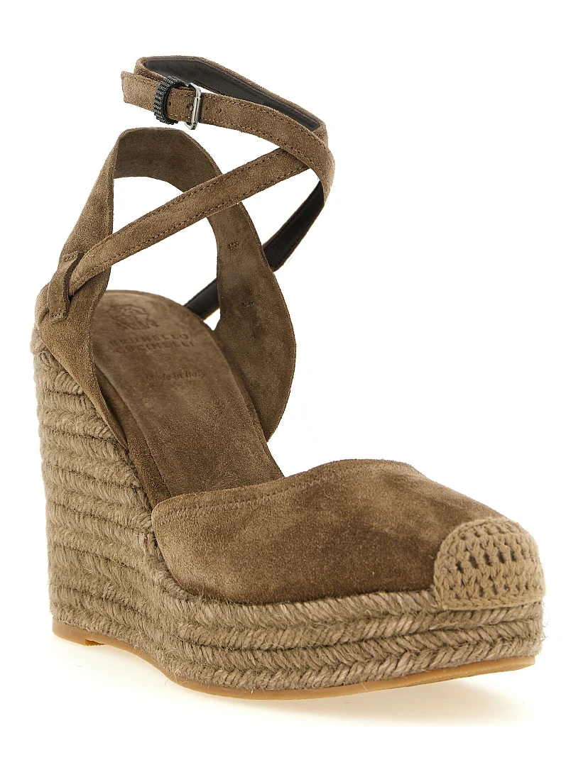 Brown Calfskin Wedge Sandals