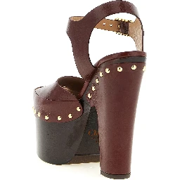 Bordeaux Lamb Leather Stiletto Heel Sandals
