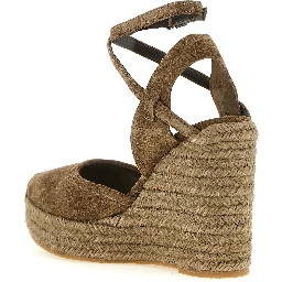 Brown Calfskin Wedge Sandals