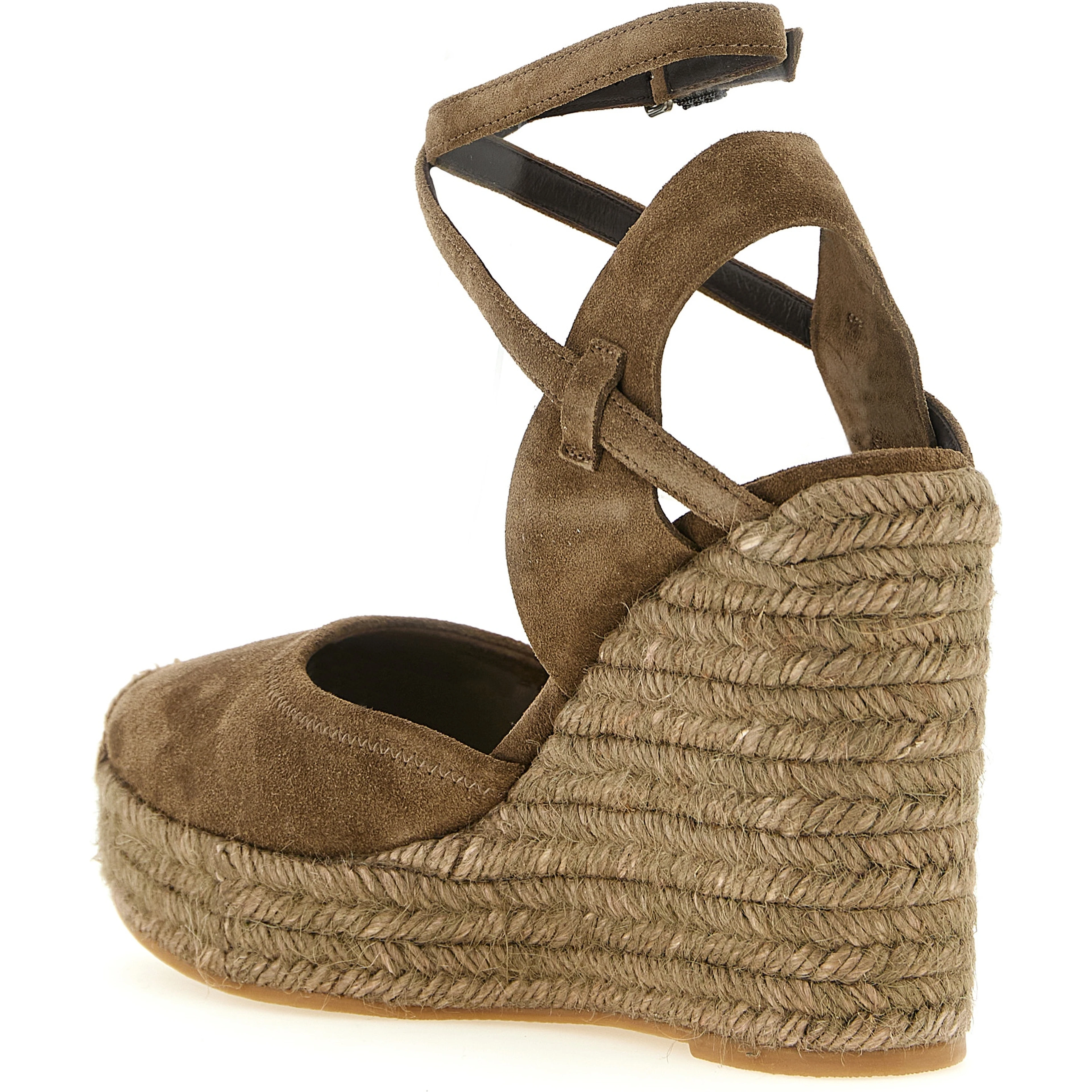 Brown Calfskin Wedge Sandals