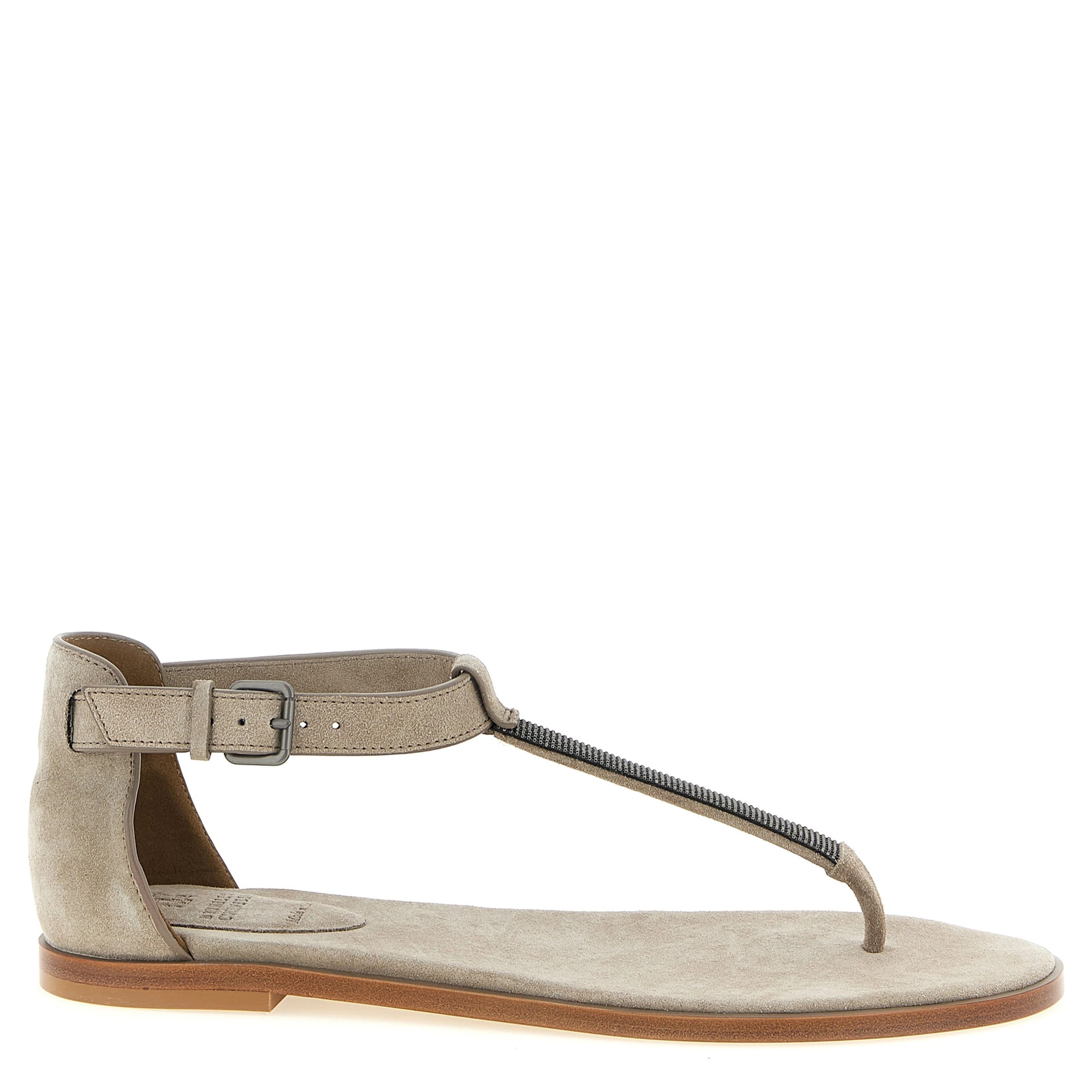 Beige Calfskin Flat Sandals