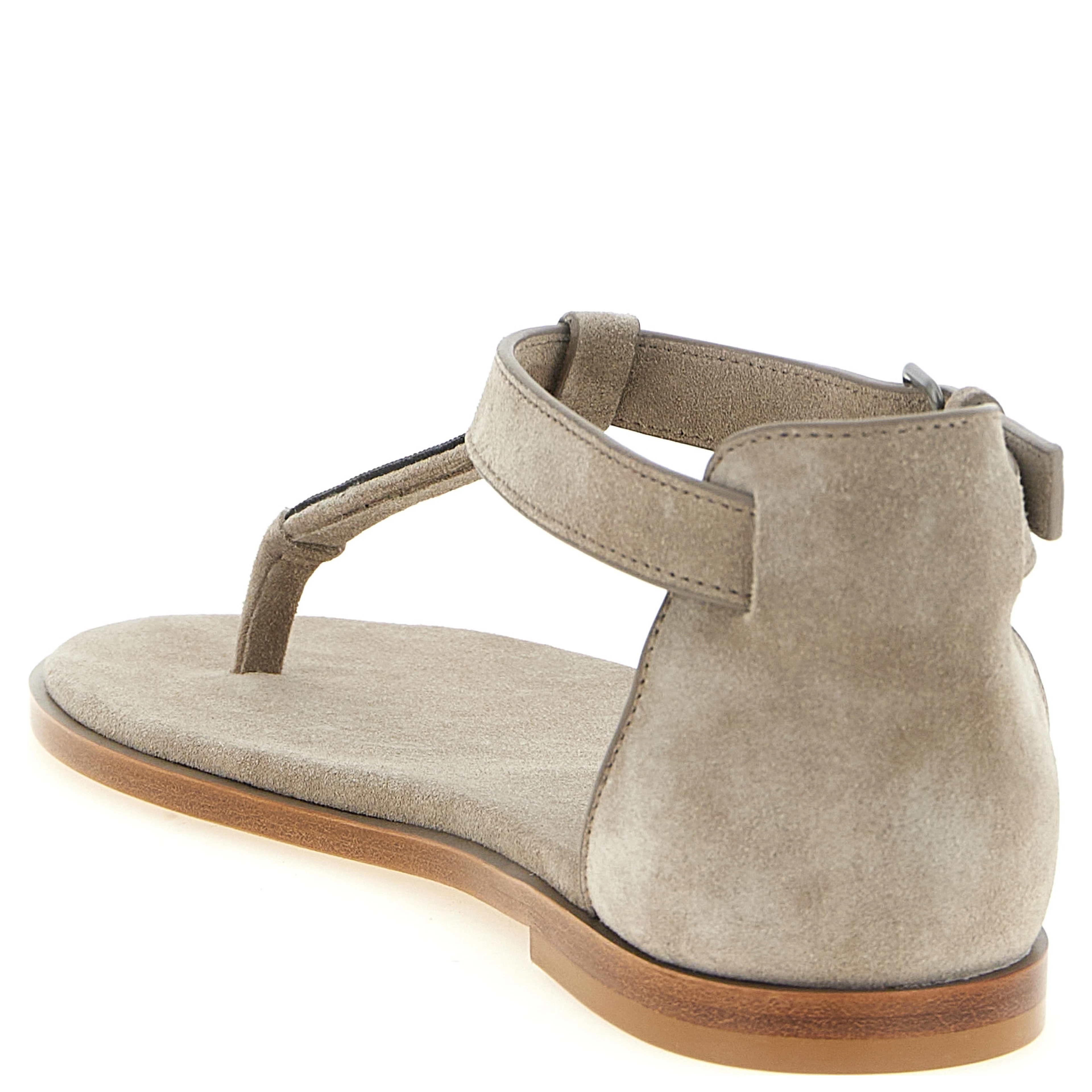 Beige Calfskin Flat Sandals