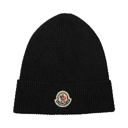 Black wool beanie with logo