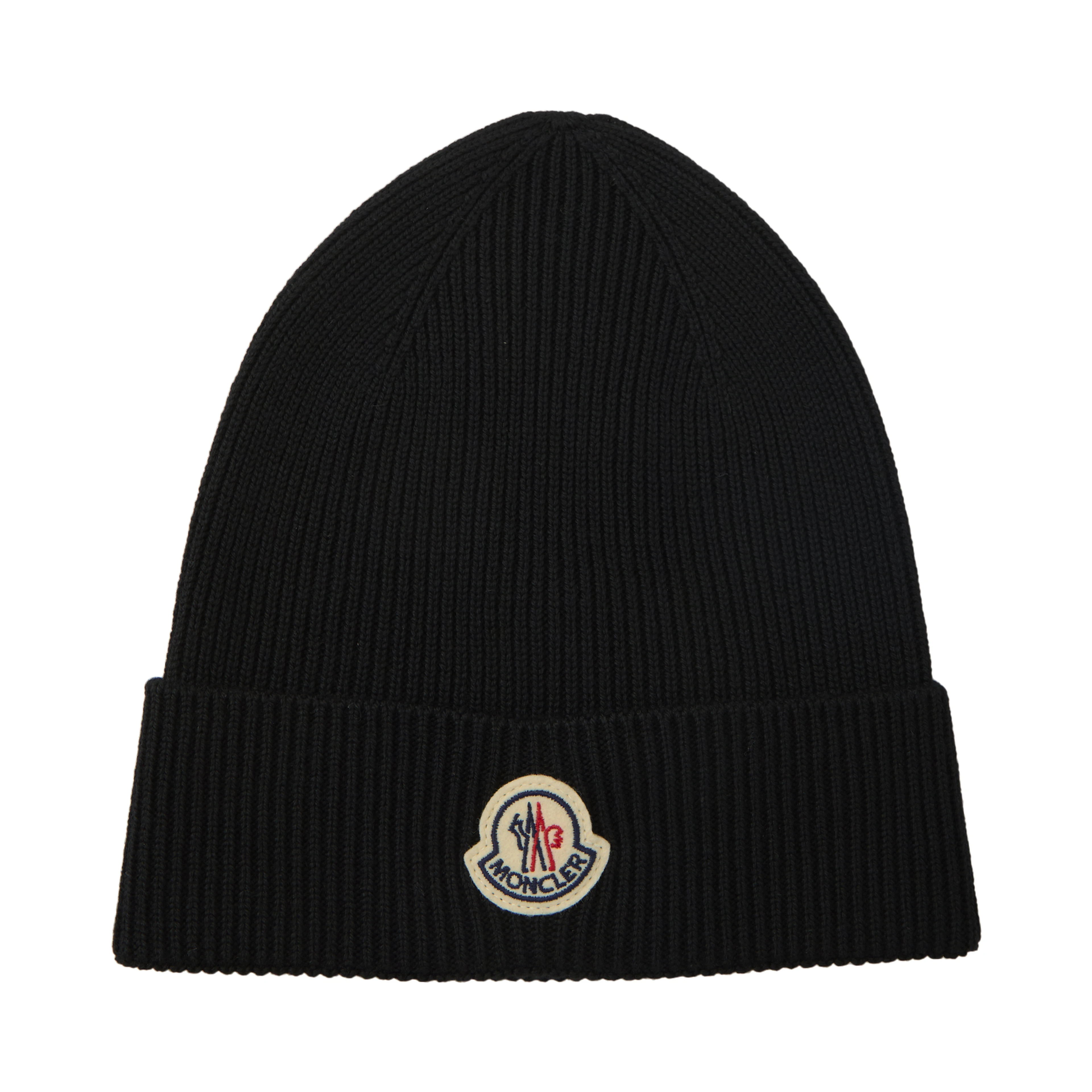 Black wool beanie with logo