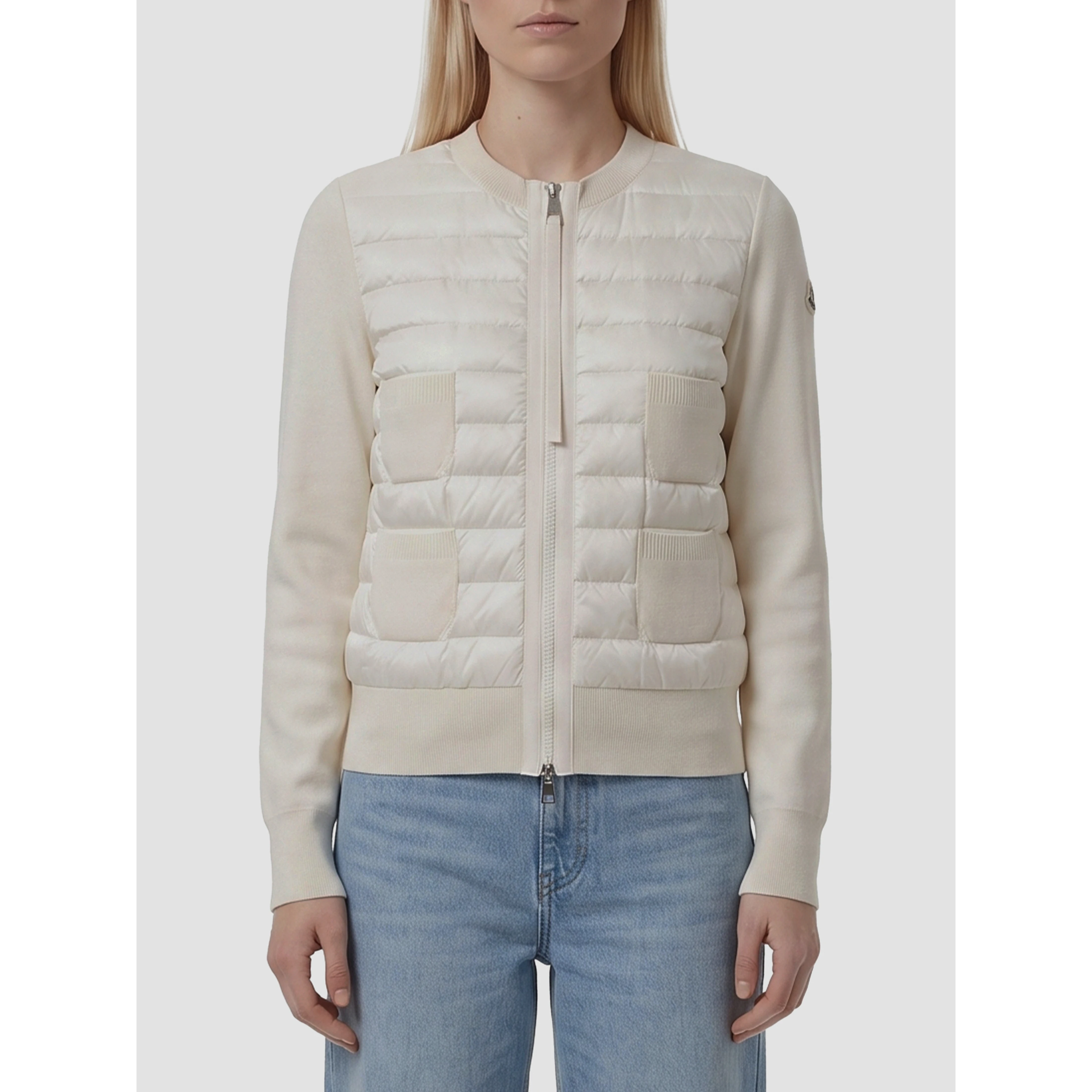 Padded wool zip cardigan