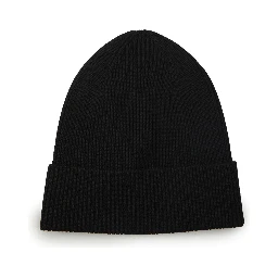 Black wool beanie with logo