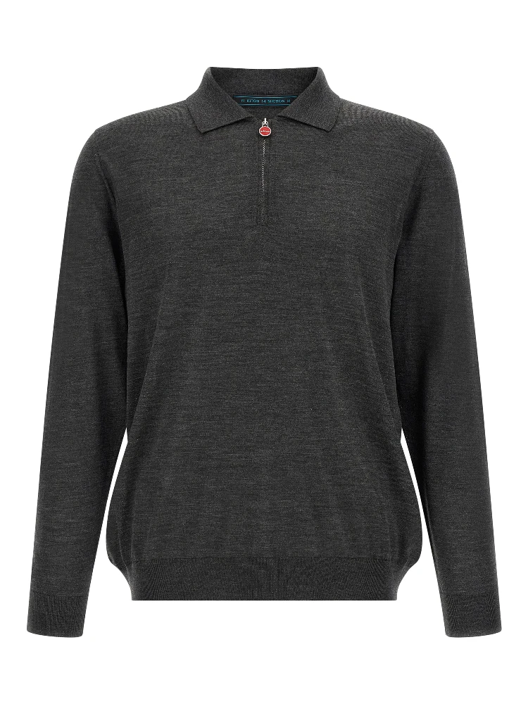 Gray Wool Polo Shirt