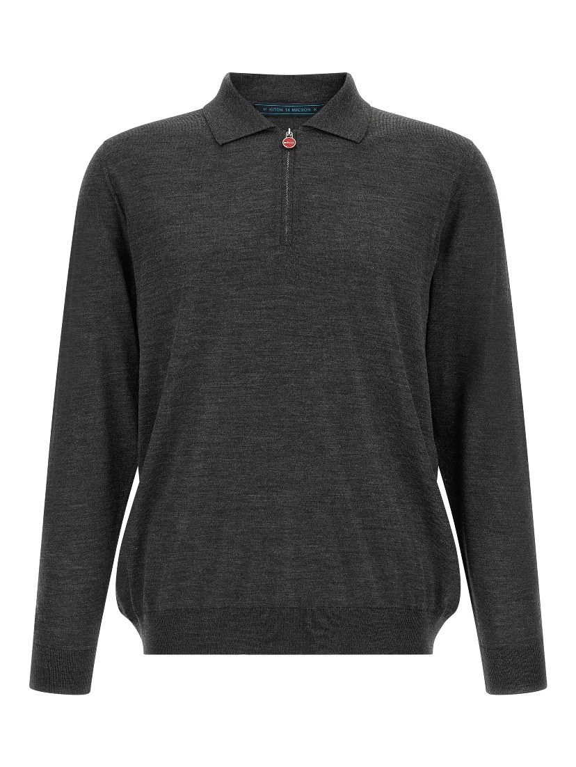 Gray Wool Polo Shirt
